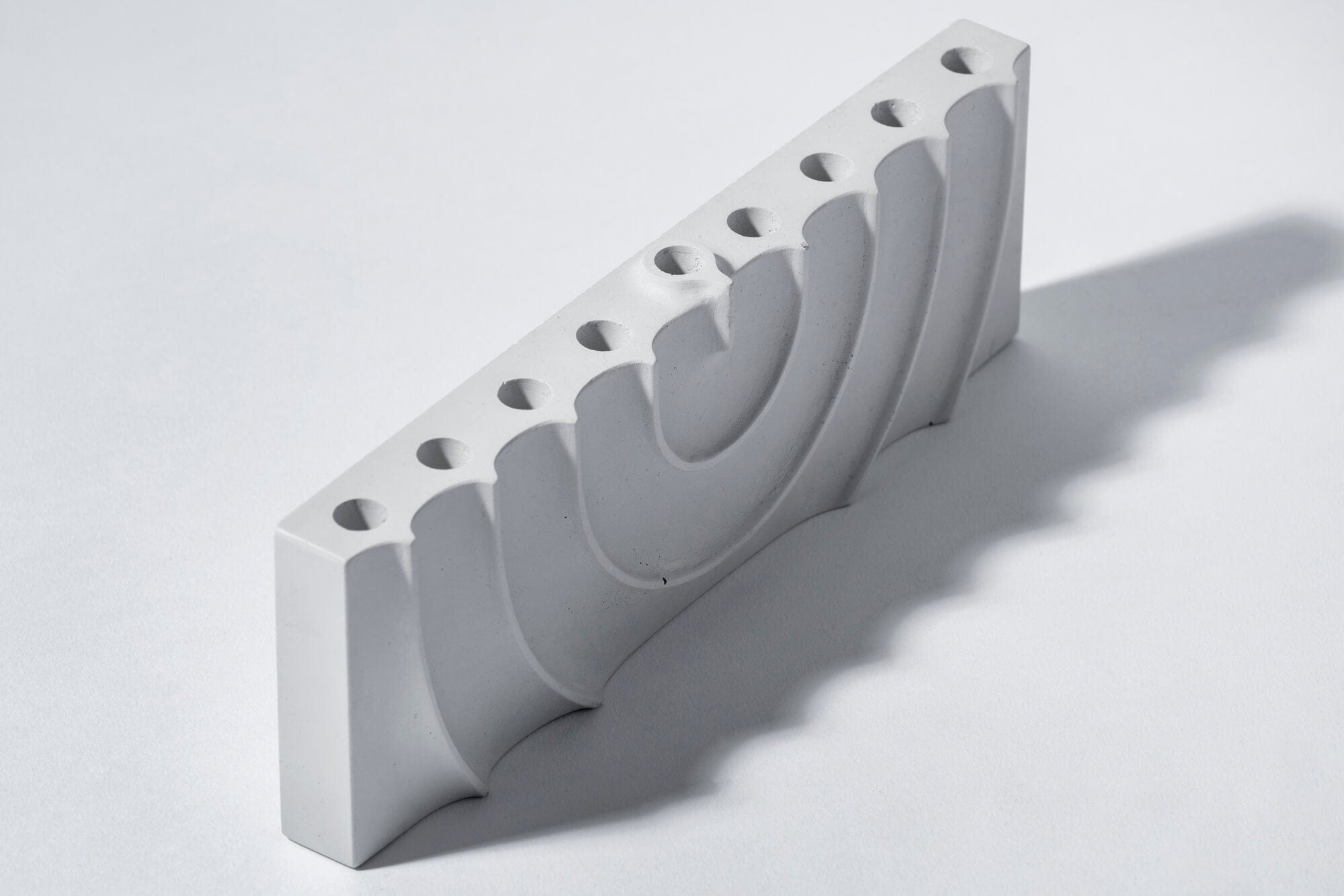 Hand-Poured Rippled Concrete Hanukkah Menorah - Gray、mySite、topwebapps