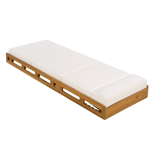 LOUNGE CHAISE SET, ACACIA WOOD WITH WATER-RESISTANT LOUNGE CUSHIONS (CREAM & 4 INCH THICK) - MATCHING DARK GREY VERSION AVAILABLE、、eastwooduniform