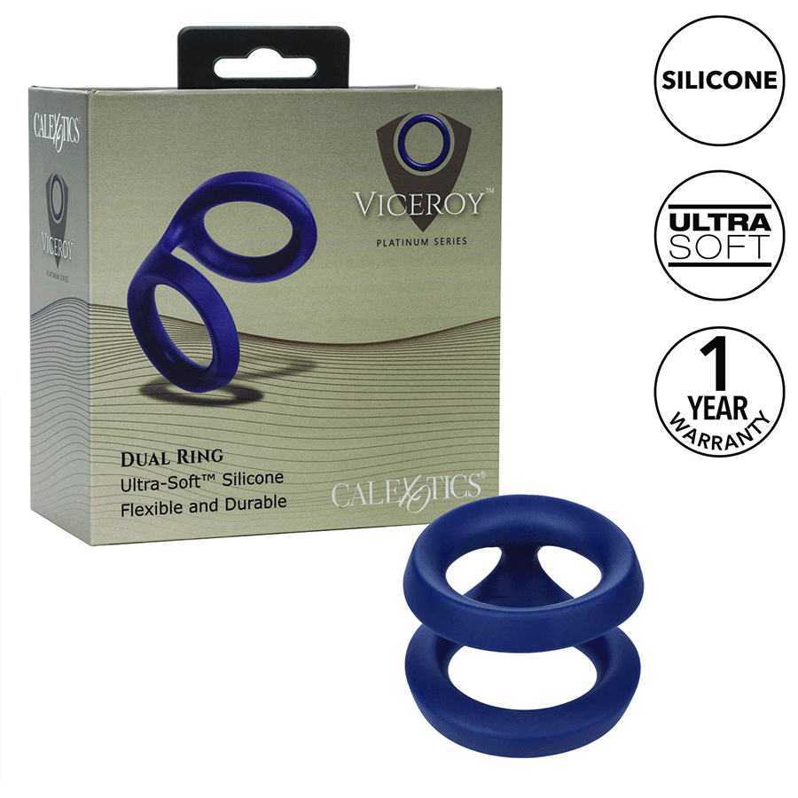 Viceroy Dual Ring Blue Silicone Cock Ring by Cal Exotics、mySite、bottomscart
