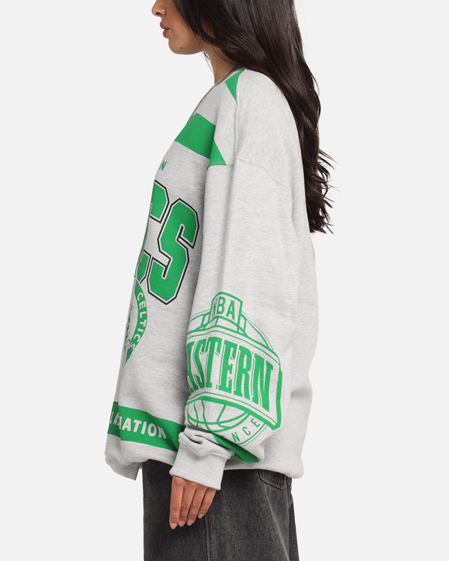 Mitchell & Ness Boston Celtics Letterform Crewneck Grey Marle/Official Team Color、mySite、zt4zffjzw