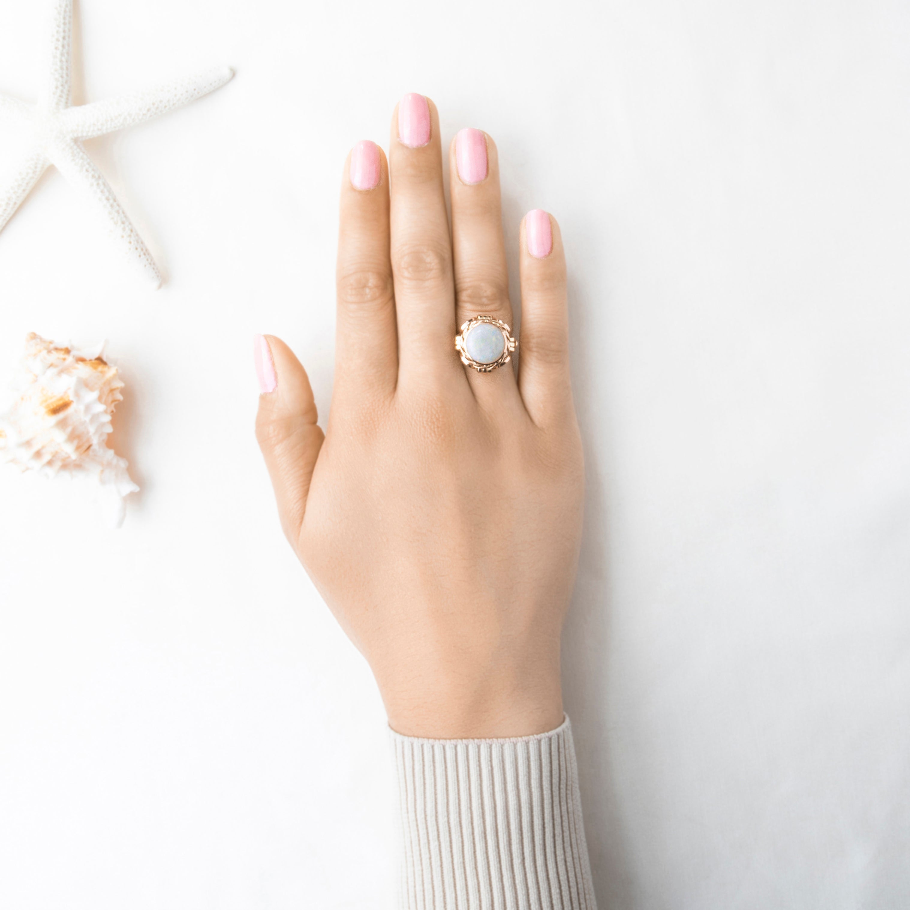 Vintage 14k Rose & Yellow Gold 4.59ct Opal Retro Cocktail Ring 7.25、mySite、hinf8tx79