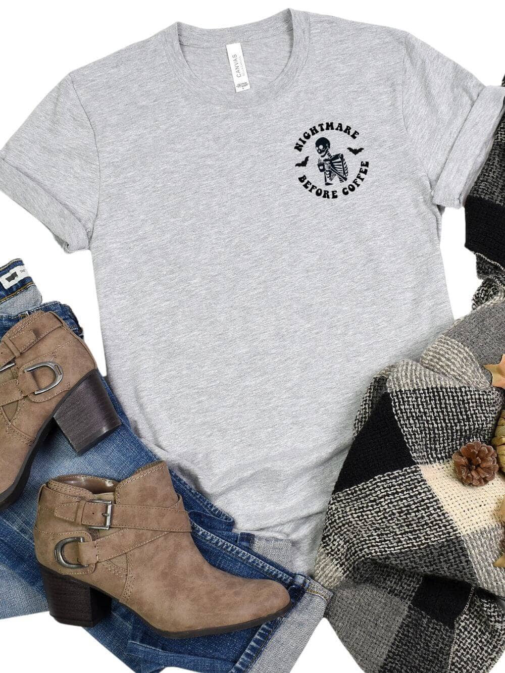 Nightmare Before Coffee Embroidered Unisex T-Shirt、mySite、camillekostekn