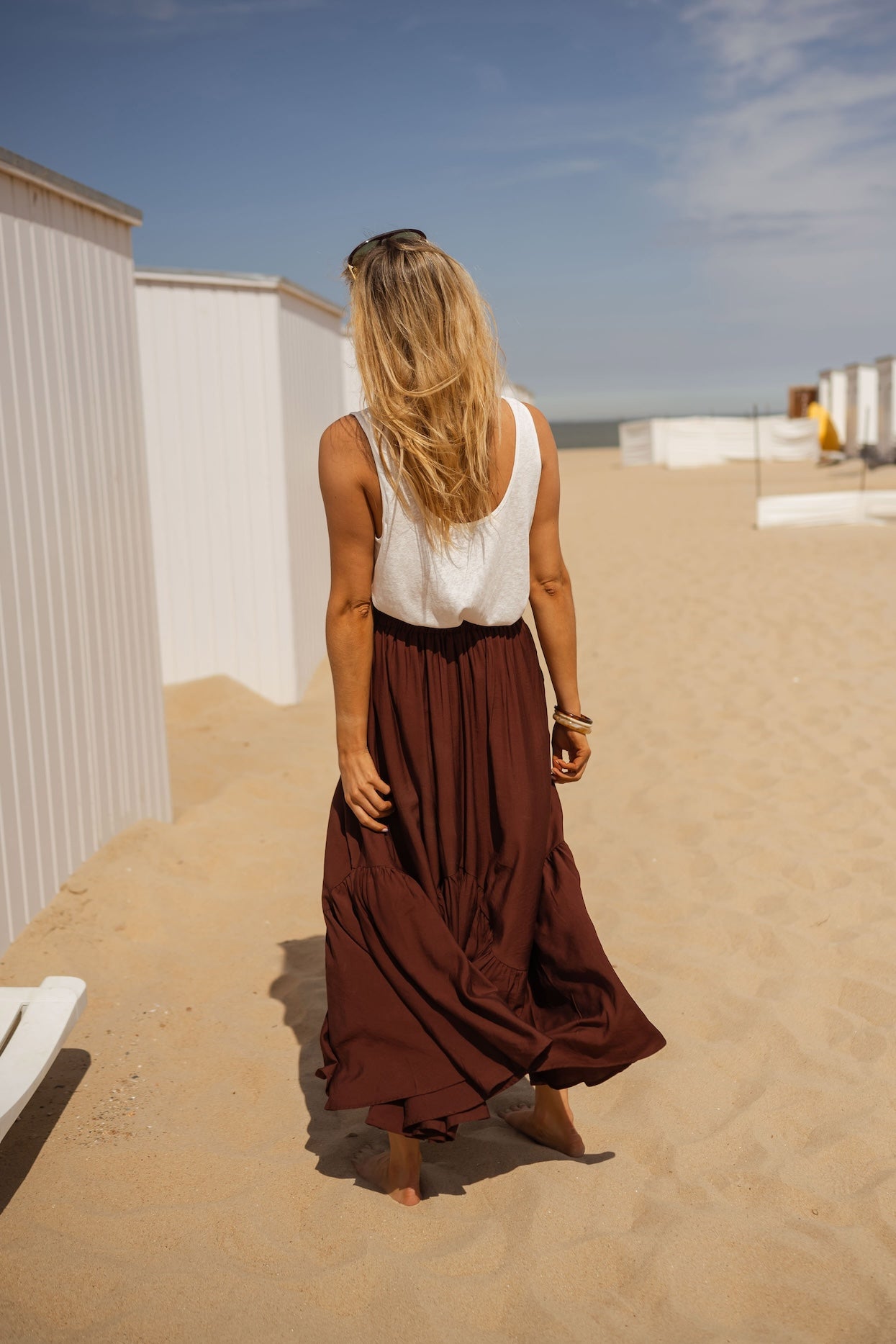 White pleated skirt