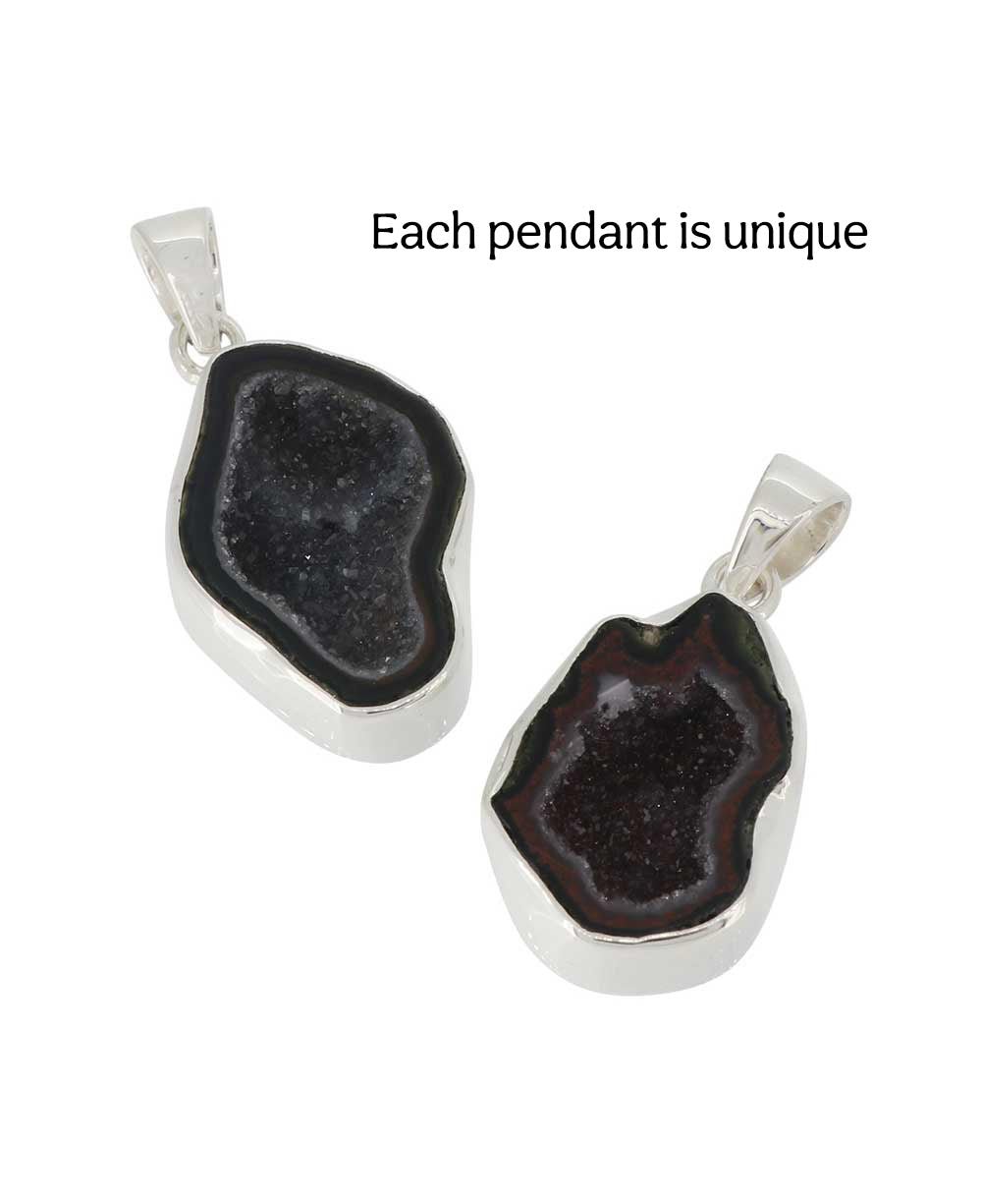 Sterling Silver Agate Druzy Pendant - Unique Fluid Oval Shape、mySite、topwebapps