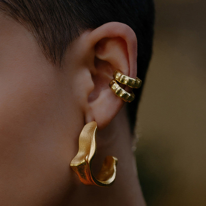 Crimped Hoop Earrings | 14K Gold Plated、mySite、camillekostekn