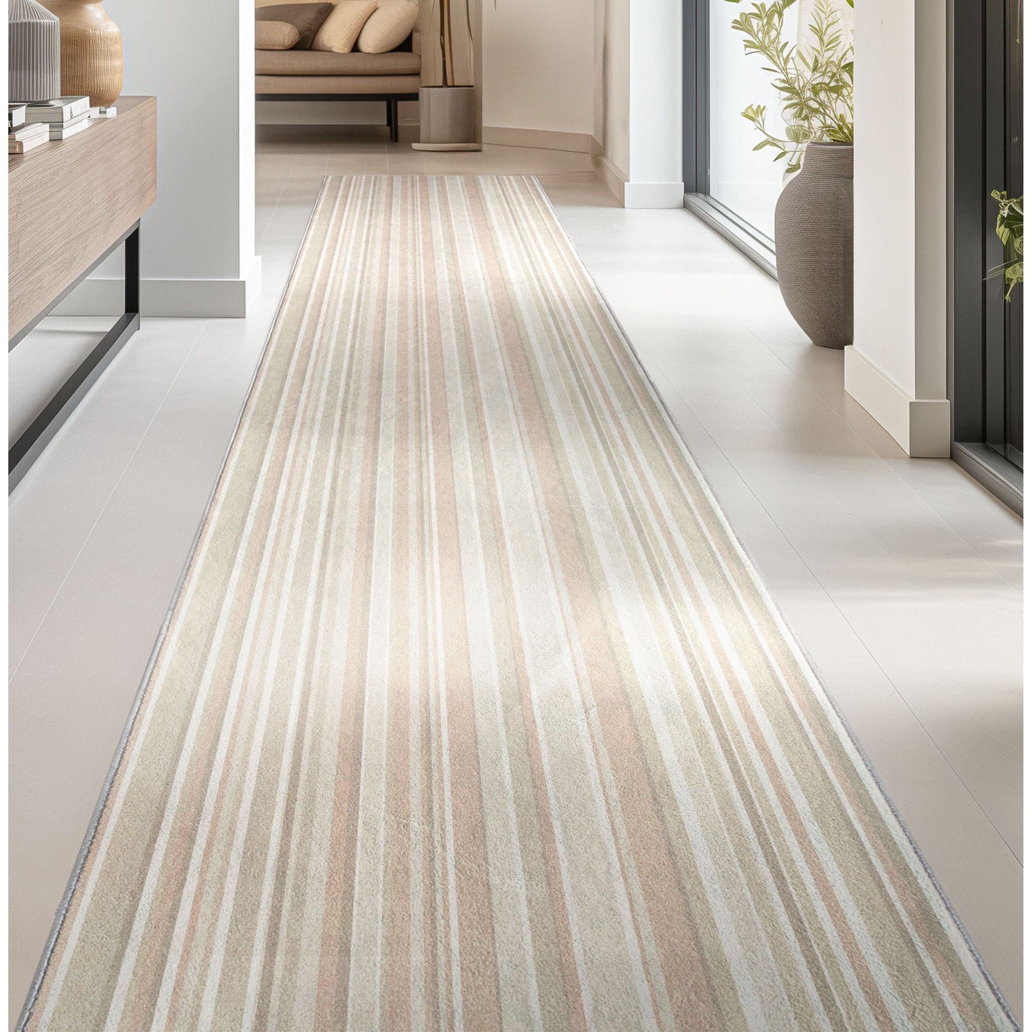 Custom Size Runner Seabreeze Lines Modern Moonlit Ivory Choose Your Width x Choose Your Length Hallway Runner Rug、mySite、gigharbornorthrealestate