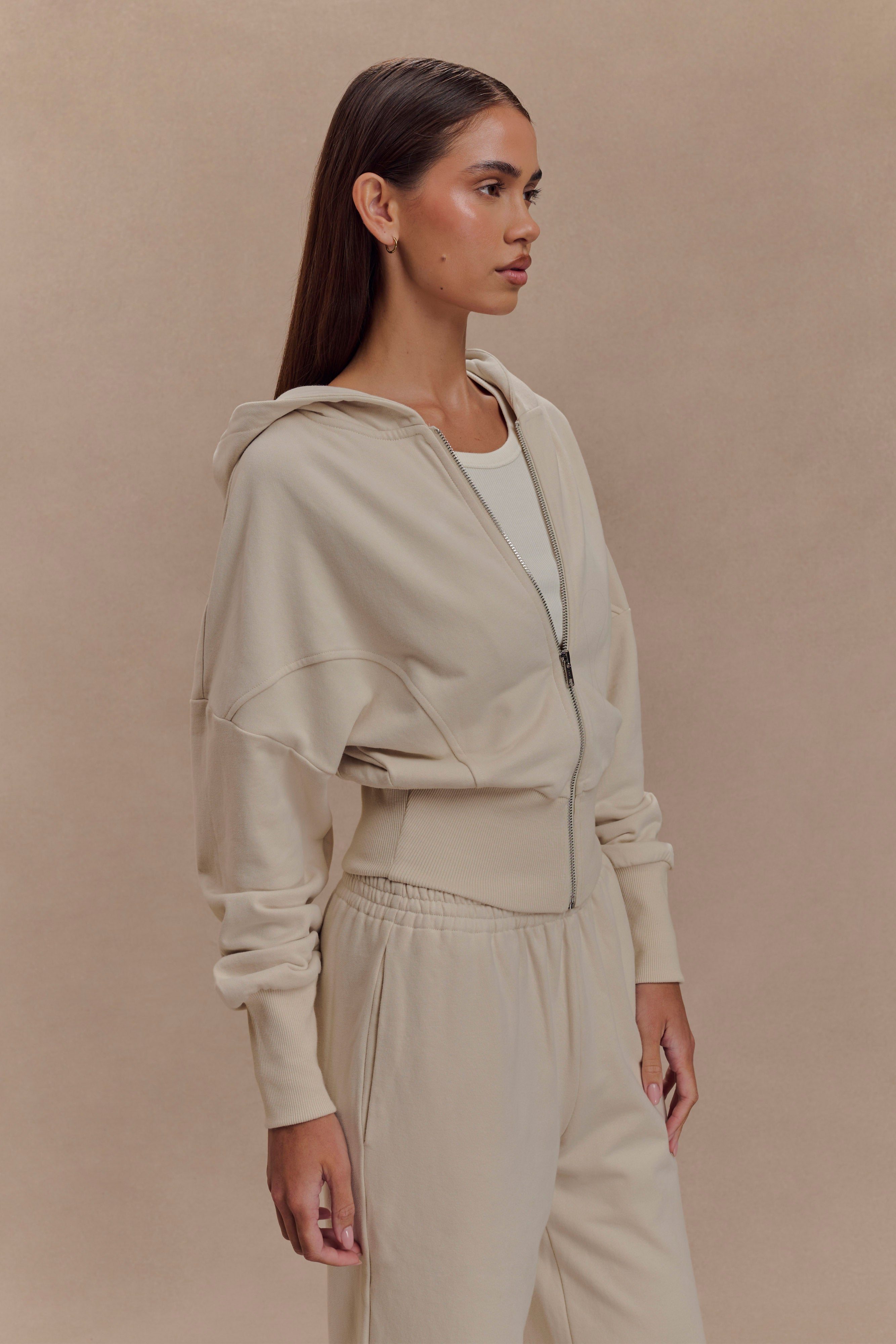 Blake Zip Front Hoodie - Stone、mySite、solidvoid