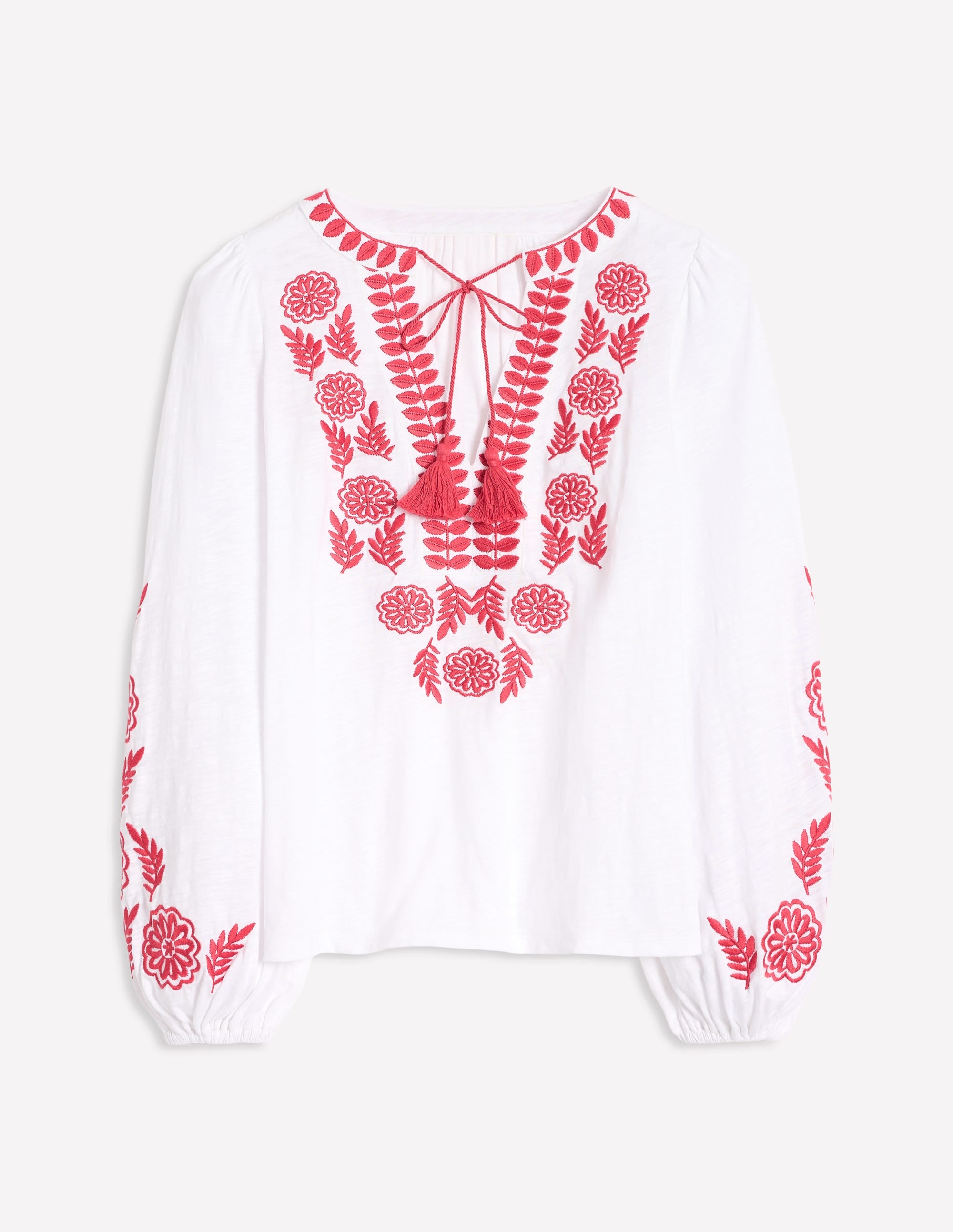  Nia Embroidered Top-White, Berry Red、mySite、ashleygrahame