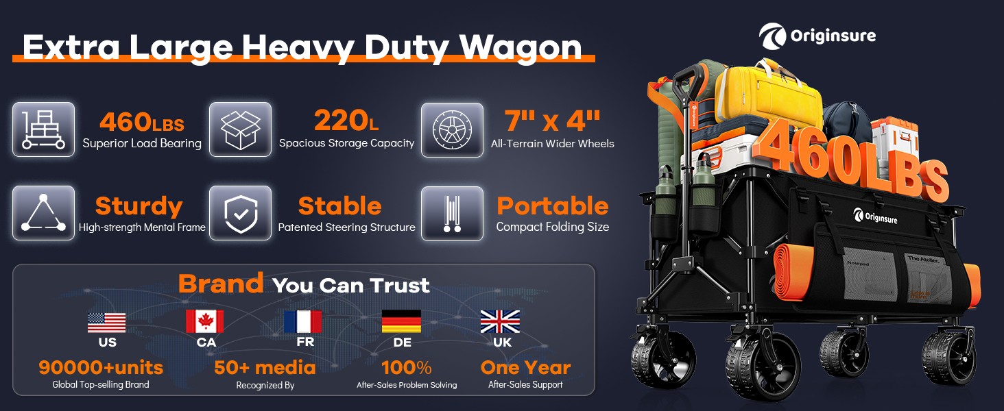 Collapsible Portable Beach Wagon with All-Terrain Big Wheels