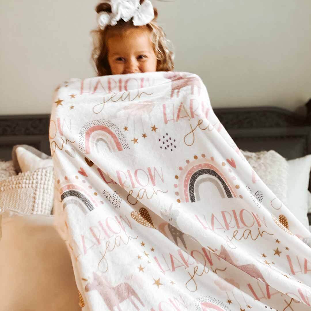  Unicorn & Rainbow Party Personalized Toddler Blanket、mySite、layawaytickets