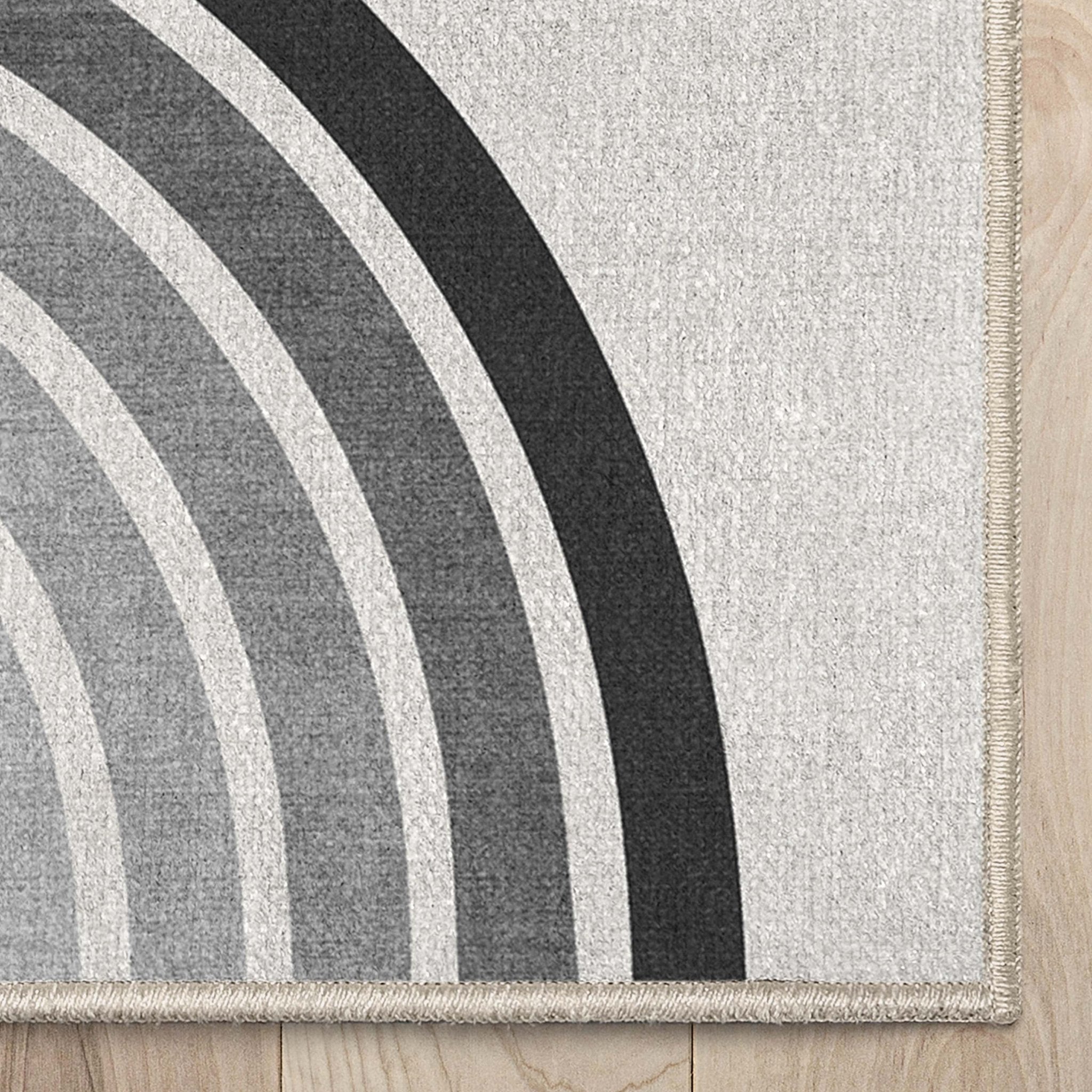 Apollo Modern Geometric Stripes Black & White Duo Arch Rug、mySite、gigharbornorthrealestate