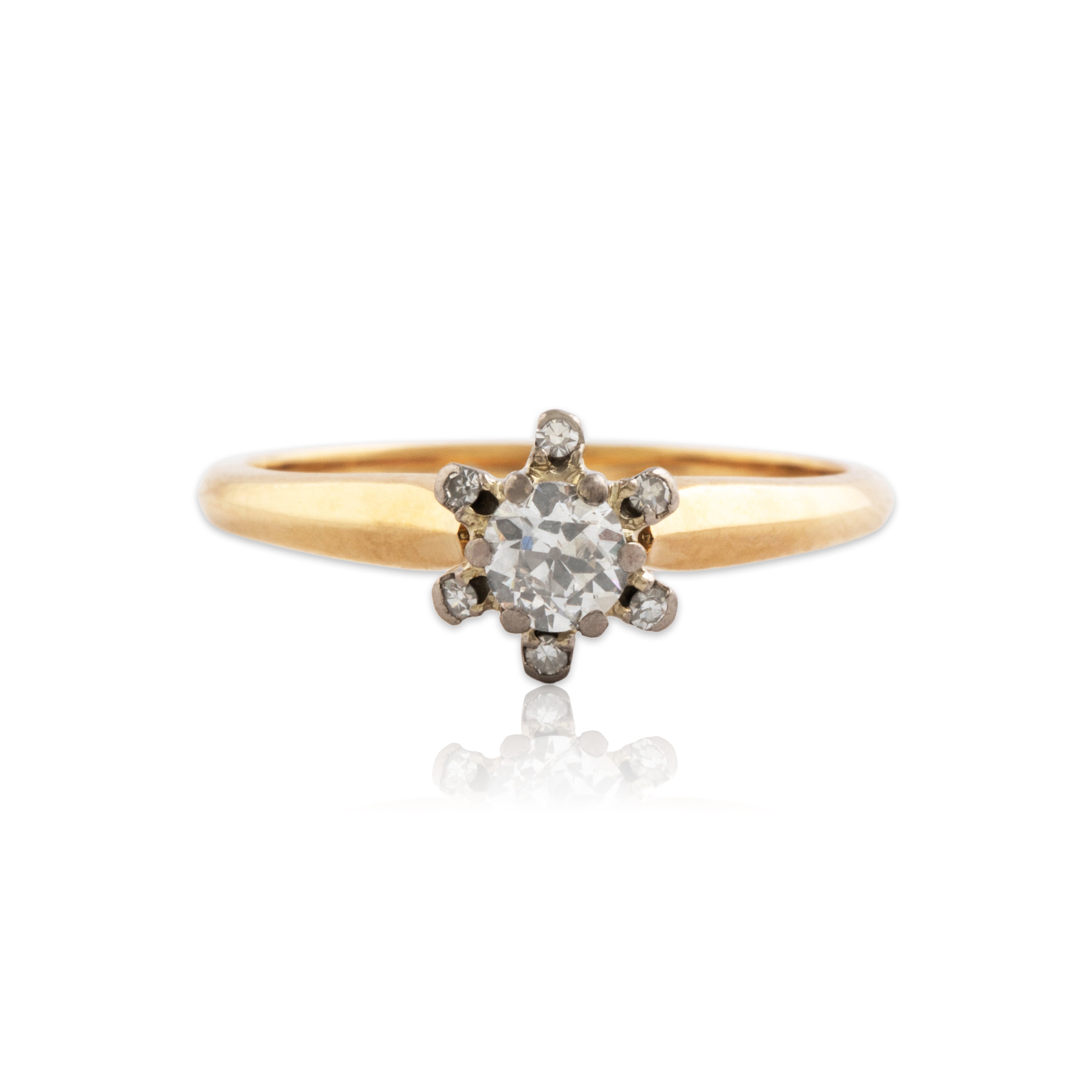 Vintage 14k Yellow Gold .276cttw Old European Diamond Delicate Halo Ring 6.00、mySite、hinf8tx79