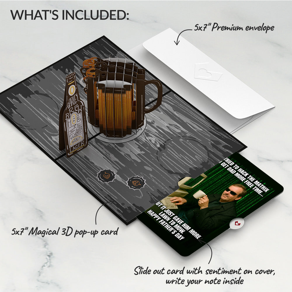 Beer Father's Day Pop-Up Card and Matrix Hacker Sentiment Set、mySite、solidvoid