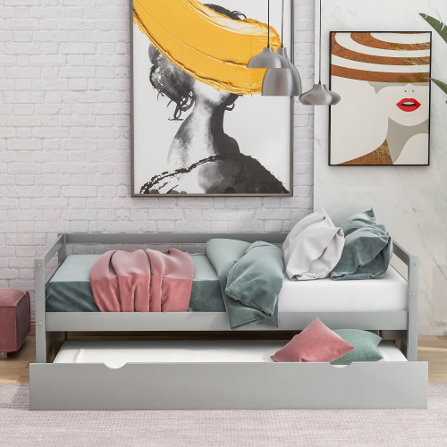 Daybed with Trundle Frame Set, Twin Size, Espresso(New SKU:WF283064AAP)、、casual