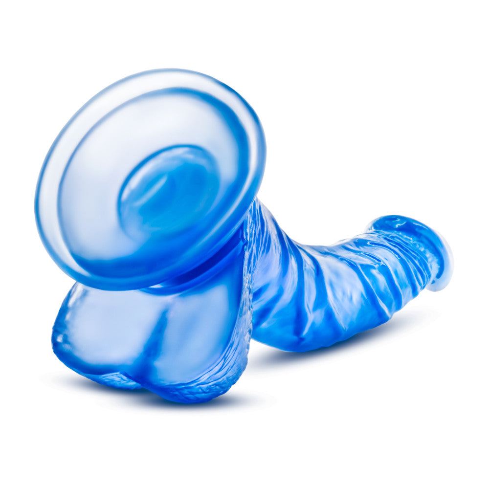 B Yours By Blush® | Sweet N' Hard 7 Realistic Curved G-Spot Blue 8.5-Inch Long Dildo With Balls & Suction Cup Base、mySite、bottomscart