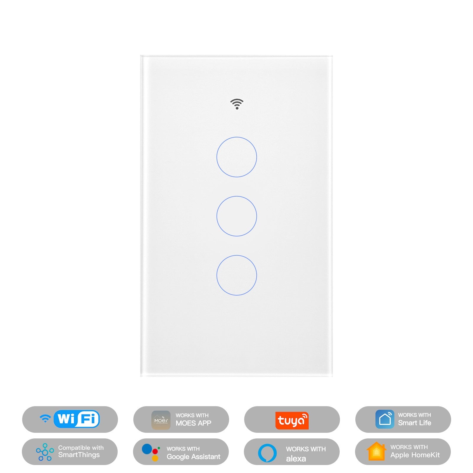Matter WiFi Smart Light Switch Glass Panel Neutral Wire Required US Standard、mySite、fannypackpong