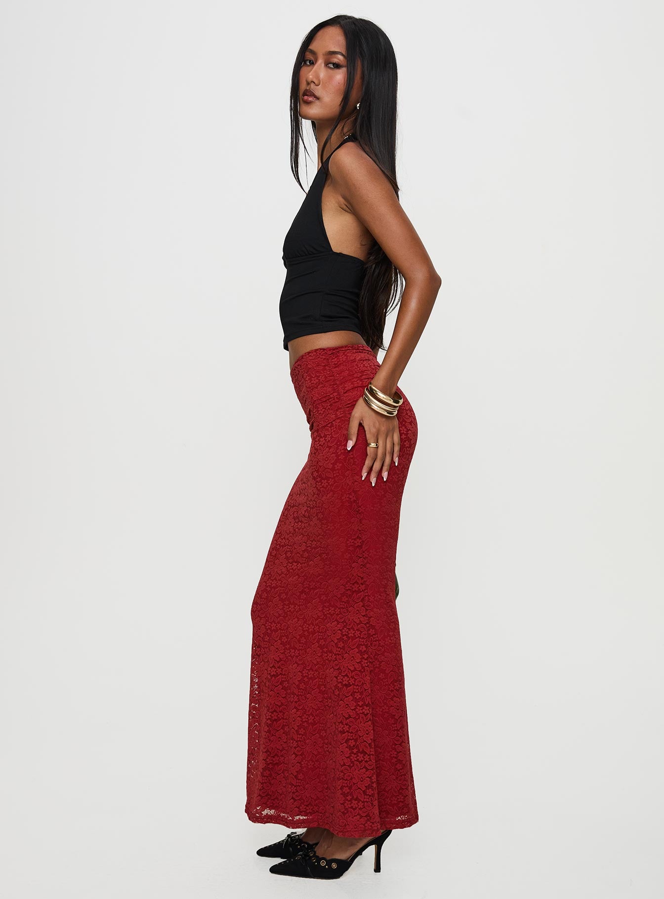Silene Maxi Skirt Red、mySite、solidvoid