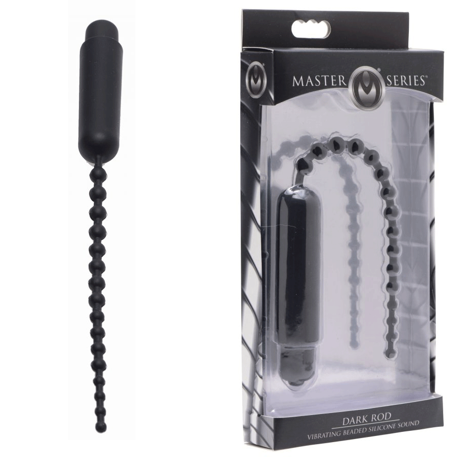 9.5 Inch Dark Rod Vibrating Beaded Silicone Urethral Sound for Men、mySite、bottomscart
