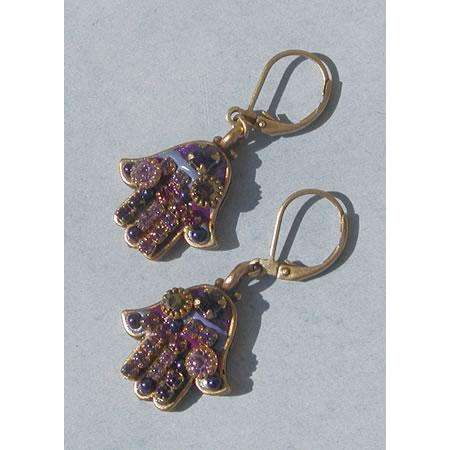 Michal Golan Purple Crystal Hamsa Earrings、mySite、topwebapps