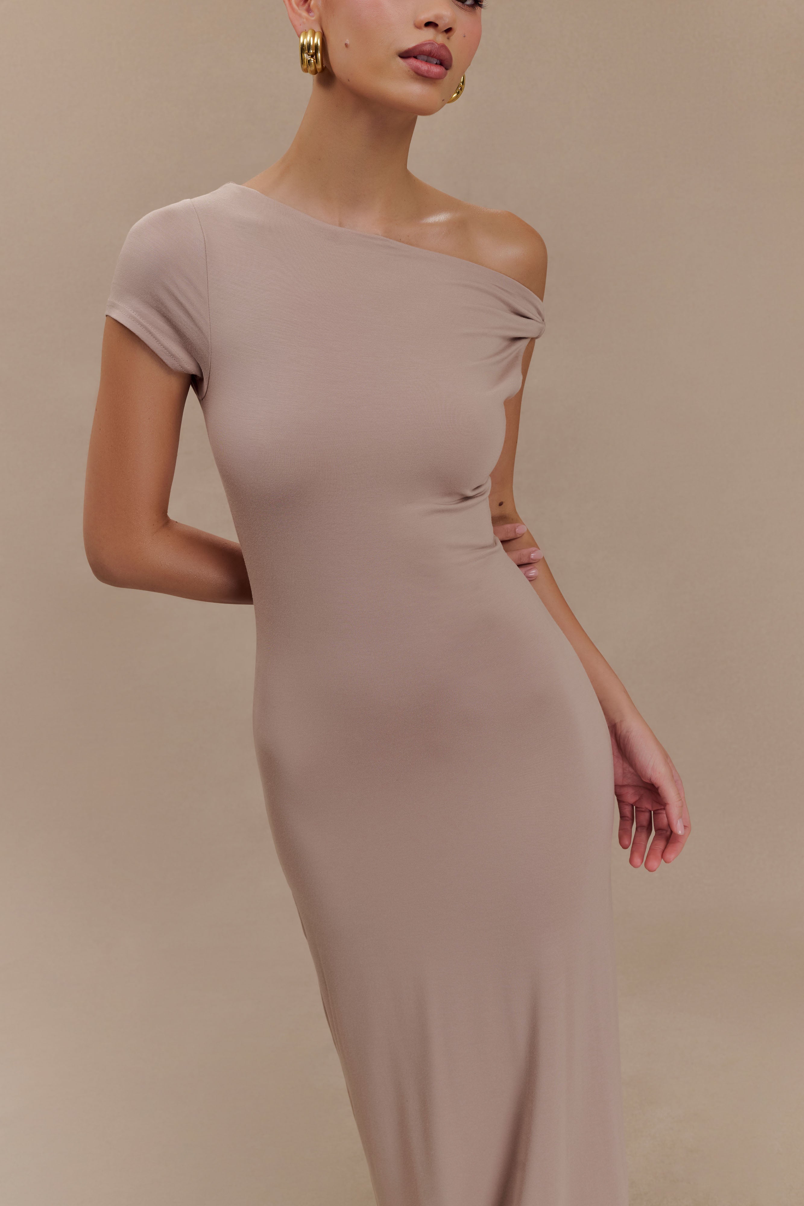 Tamsin Short Sleeve Modal Maxi Dress - Mushroom、mySite、solidvoid