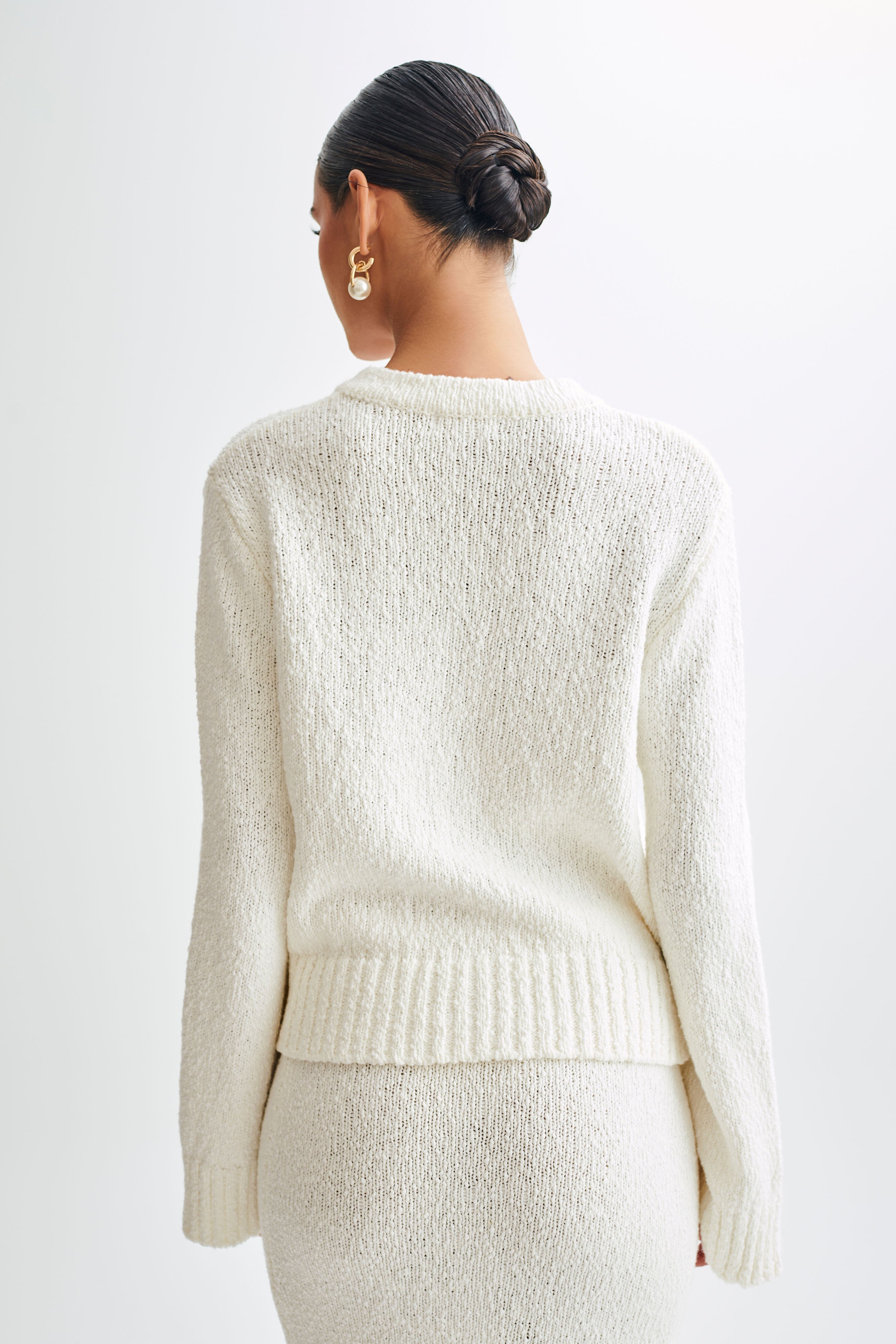 Moira Oversized Boucle Cardigan - White、mySite、solidvoid