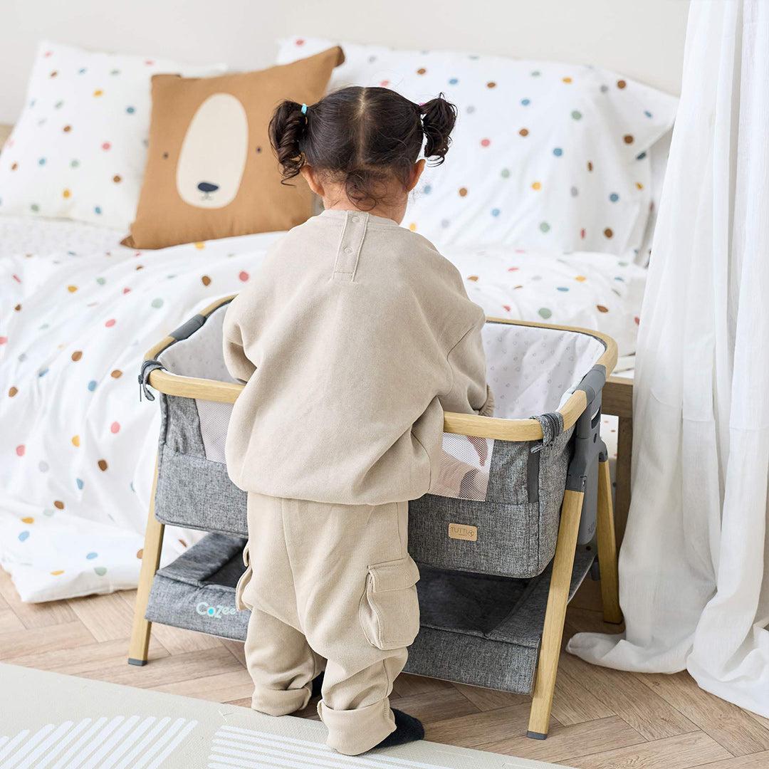  Tutti Bambini Cozee Mini Me Play Crib - Oak/Charcoal、mySite、merchandisen