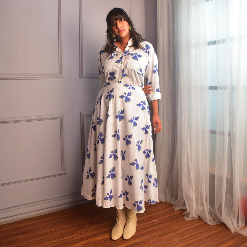 Cotton Co Ord Set For Women | Shirt & Skirt | Block Print | White、mySite、camillekostekn