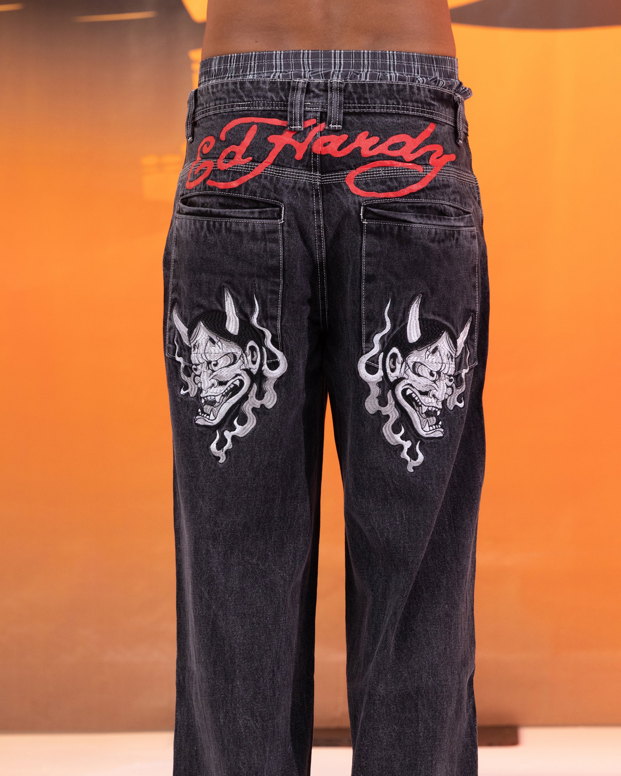 Ed Hardy Devil Wide Leg Denim Jeans Black、mySite、zt4zffjzw