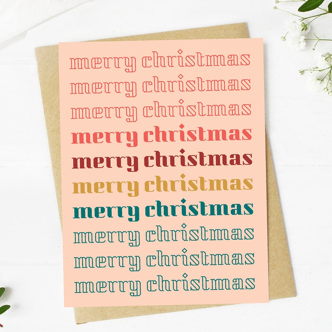  Merry Christmas Three Text Stack Card、mySite、ghnorth