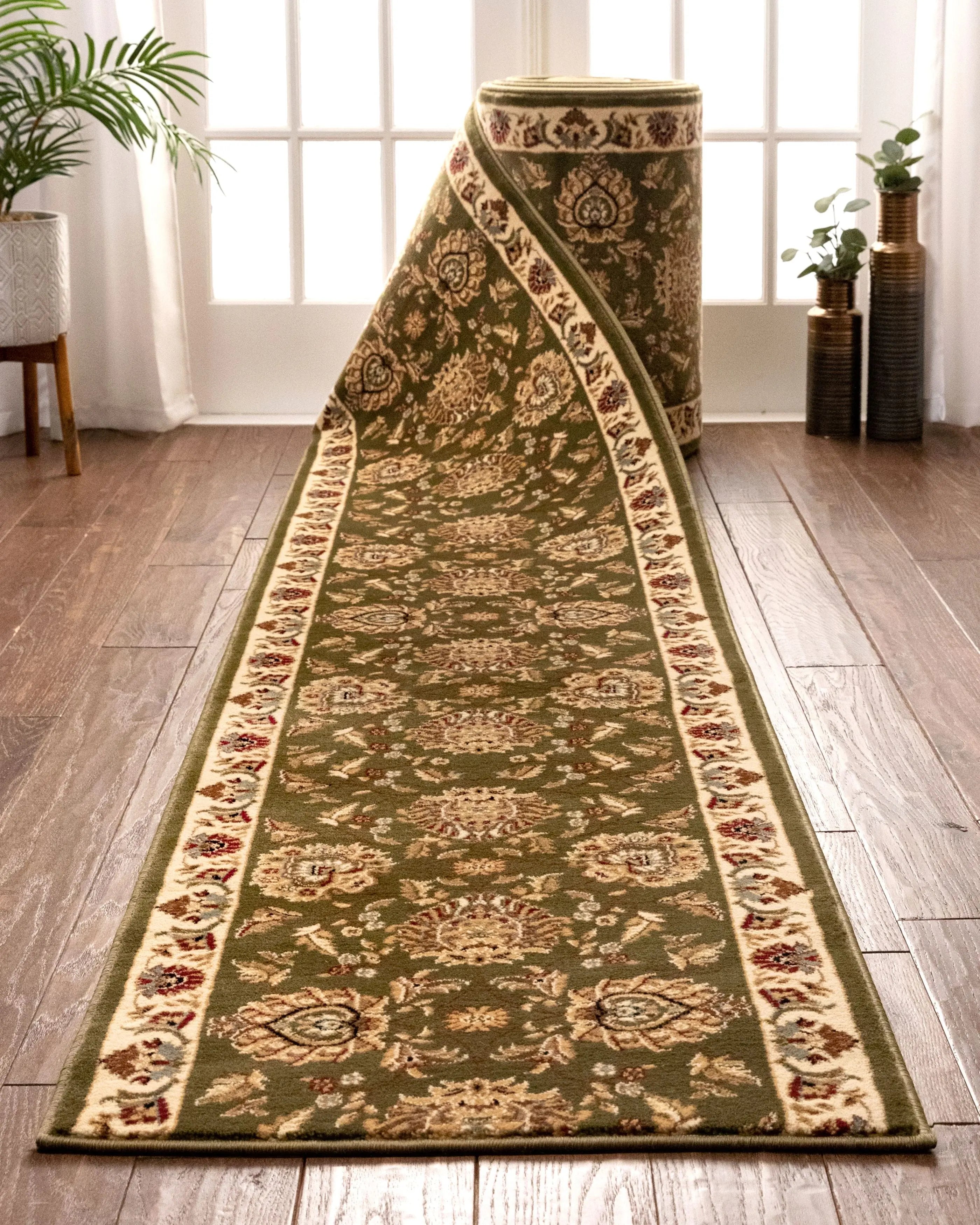 Abbasi Custom Size Runner Traditional Green Choose Your Width x Choose Your Length Hallway Runner Rug、mySite、gigharbornorthrealestate