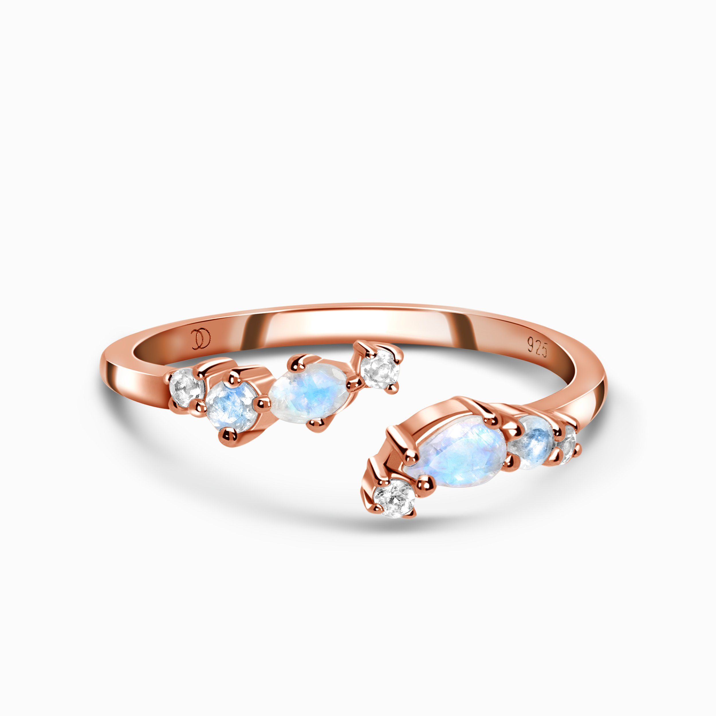 Adjustable Moonstone Ring Flourish - June Birthstone + Free Gift Bag、mySite、hinf8tx79