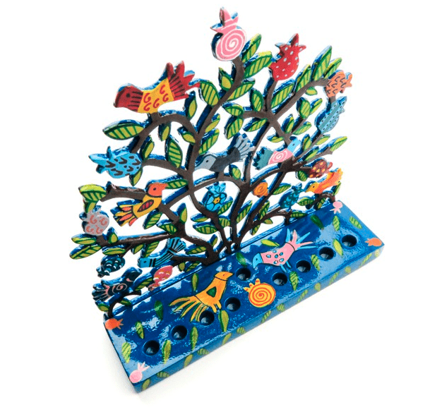 Laser Cut-Hand Painted Pomegranates + Birds Menorah by Yair Emanuel、mySite、topwebapps