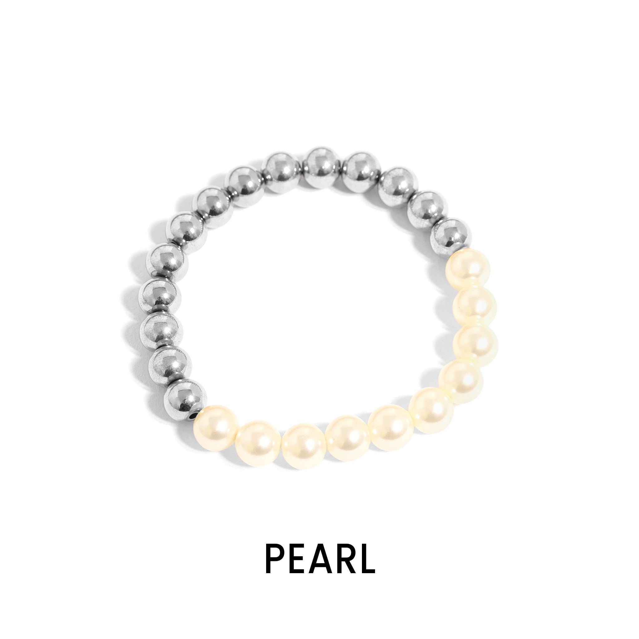 18K Gold PVD Stainless Steel Semi Precious Beaded Stretch Bracelets / SBB0355、mySite、dreamappss