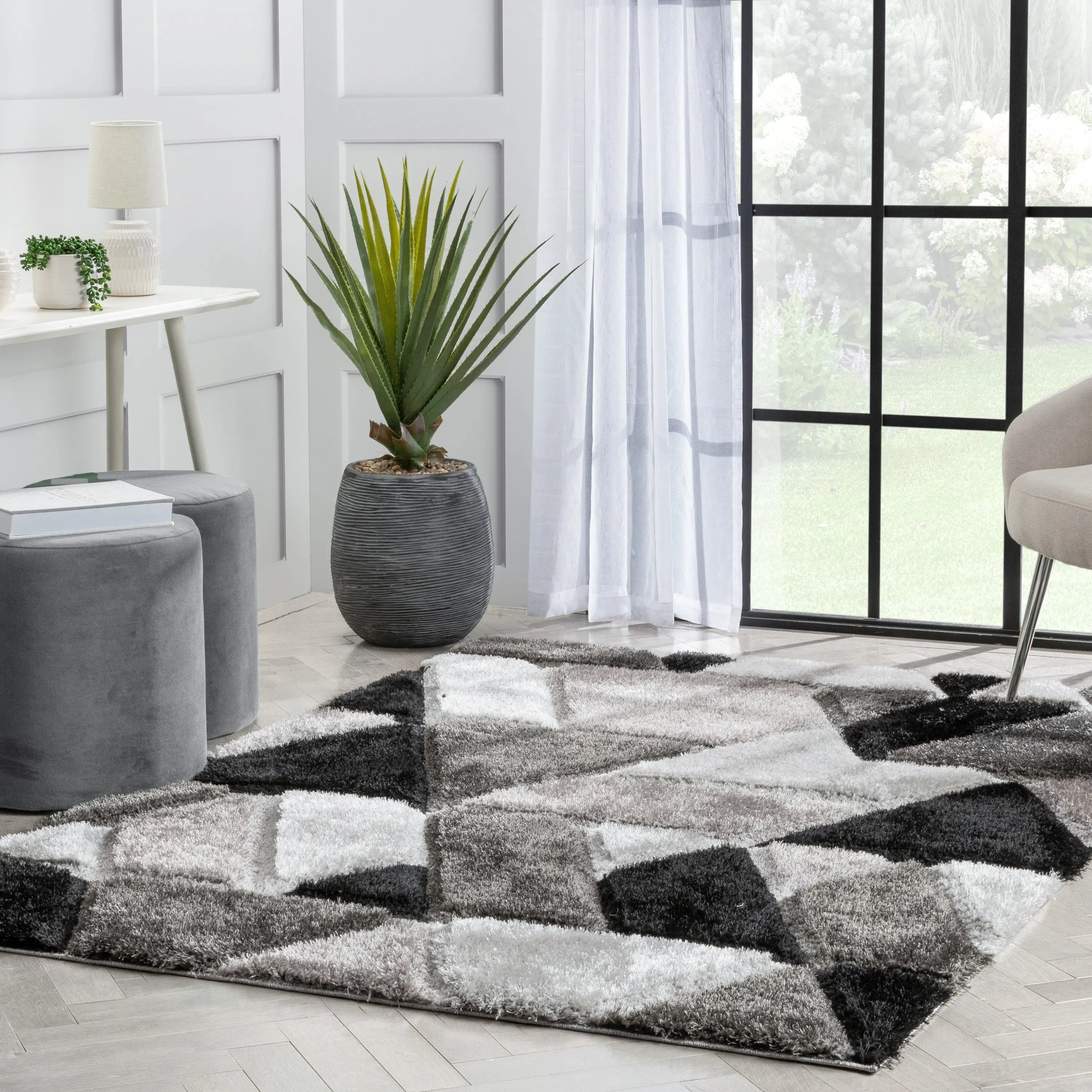 Holland Modern Geometric Black 3D Textured Thick & Soft Shag Rug、mySite、gigharbornorthrealestate