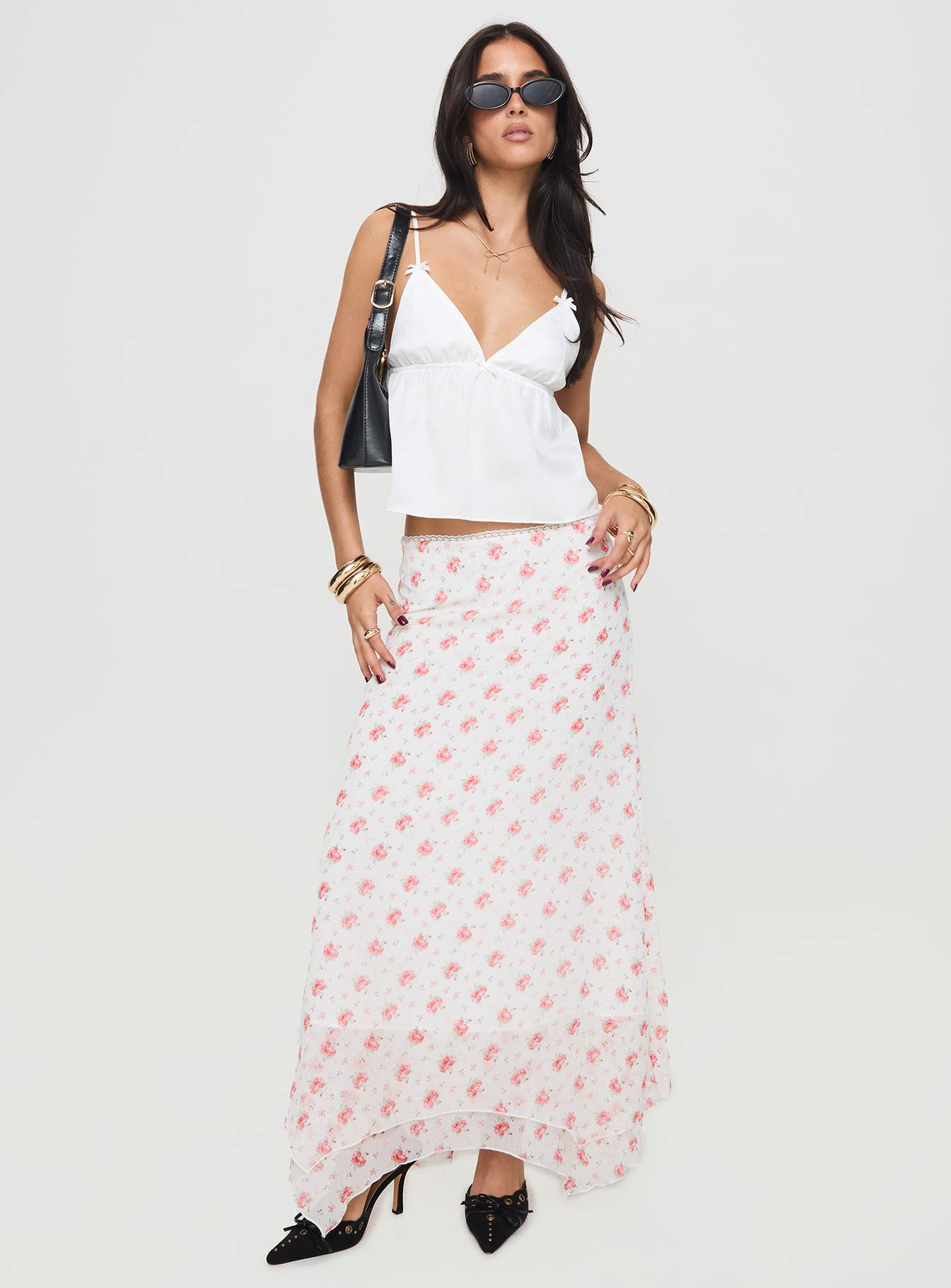 Dancing In A Field Maxi Skirt Pink Floral、mySite、solidvoid