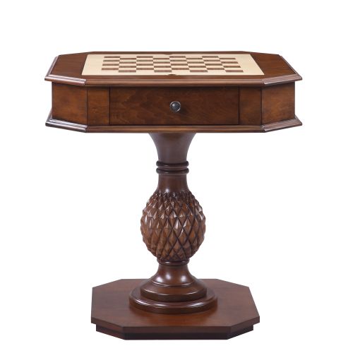 Bishop Cherry Finish Reversible Chess Checker Game Table w/Game Tray (Chess Fingures Not Included)、、casual