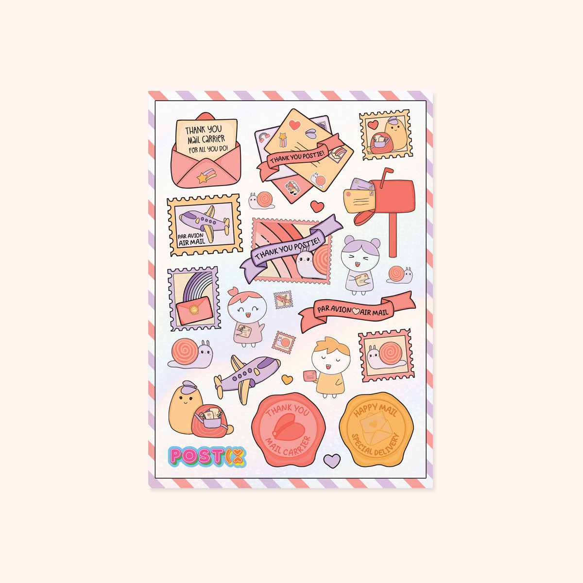  Thank You Mail Carrier A6 Hologram Sticker Sheet、mySite、ghnorth