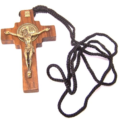 St. Benedict Wooden Bronze Crucifix pendant w/CSSMI medal - Thick (7cm or 3.、mySite、topwebapps