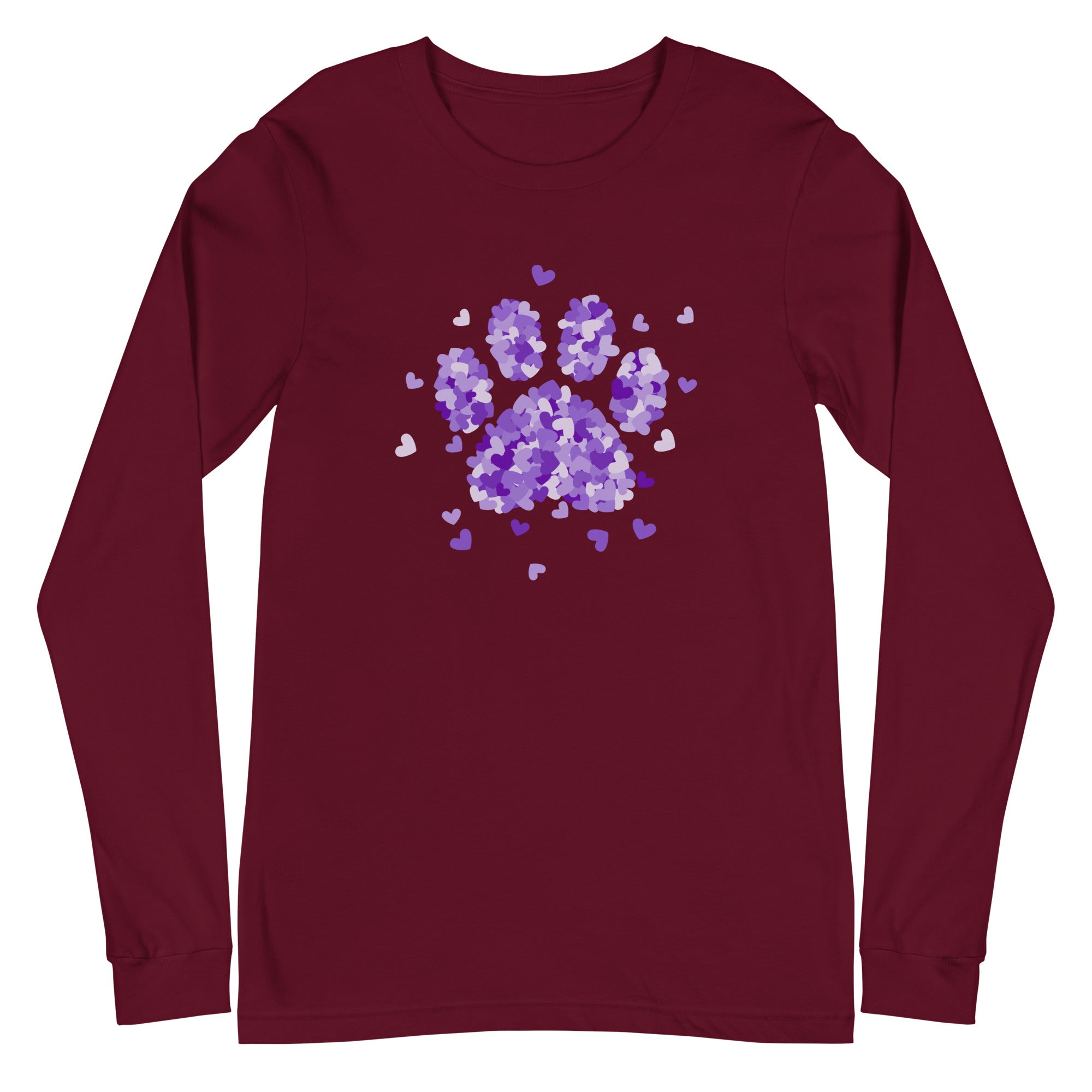 Purple Paw Print of Hearts Long Sleeve Tee、mySite、camillekostekn
