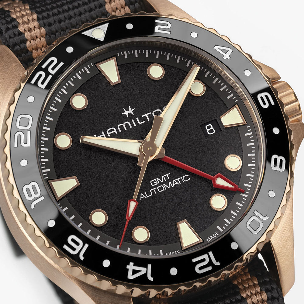 Khaki Navy Scuba Automatic GMT Bronze 43mm - Black on Two-Piece Textile Strap、mySite、botmansion