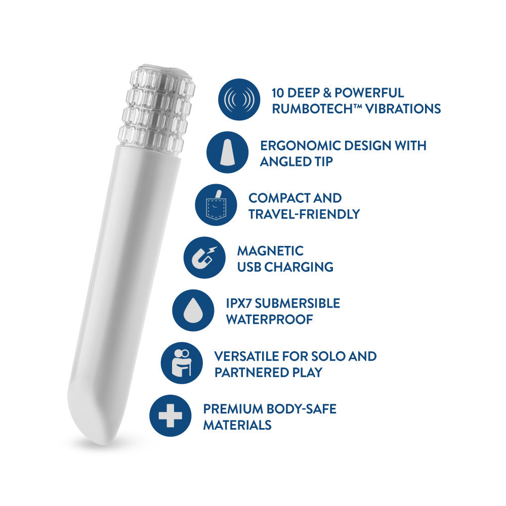 Oh My Gem | Bold 5 Inch Pocket-Sized Power Vibrator With Tapered Tip & Diamond Gem Base – In White、mySite、bottomscart