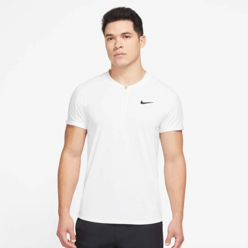 Nike Men's Dri-FIT Slam Zip Polo (White/Black)