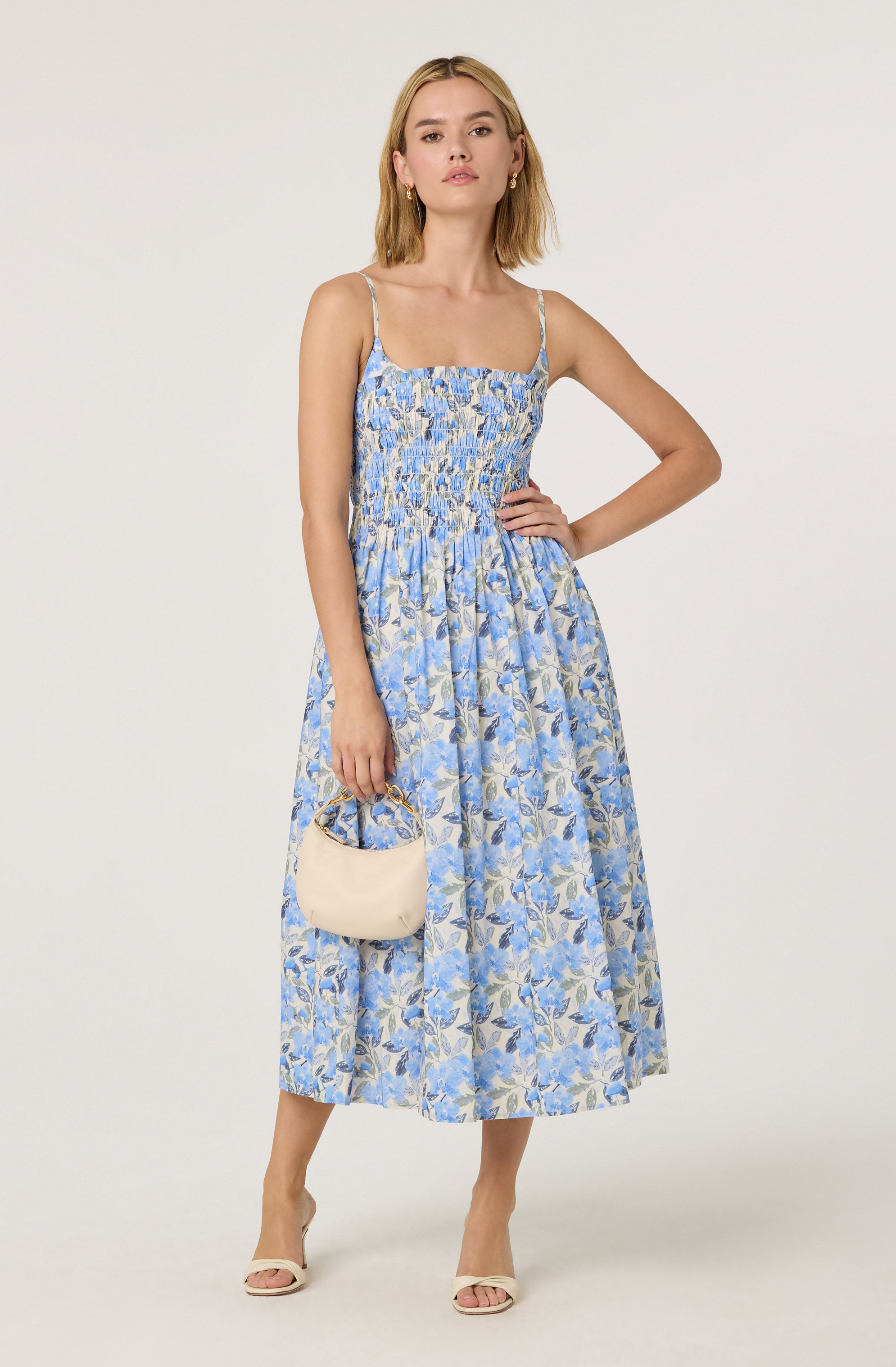 Smocked Floral Midi Dress、mySite、solidvoid