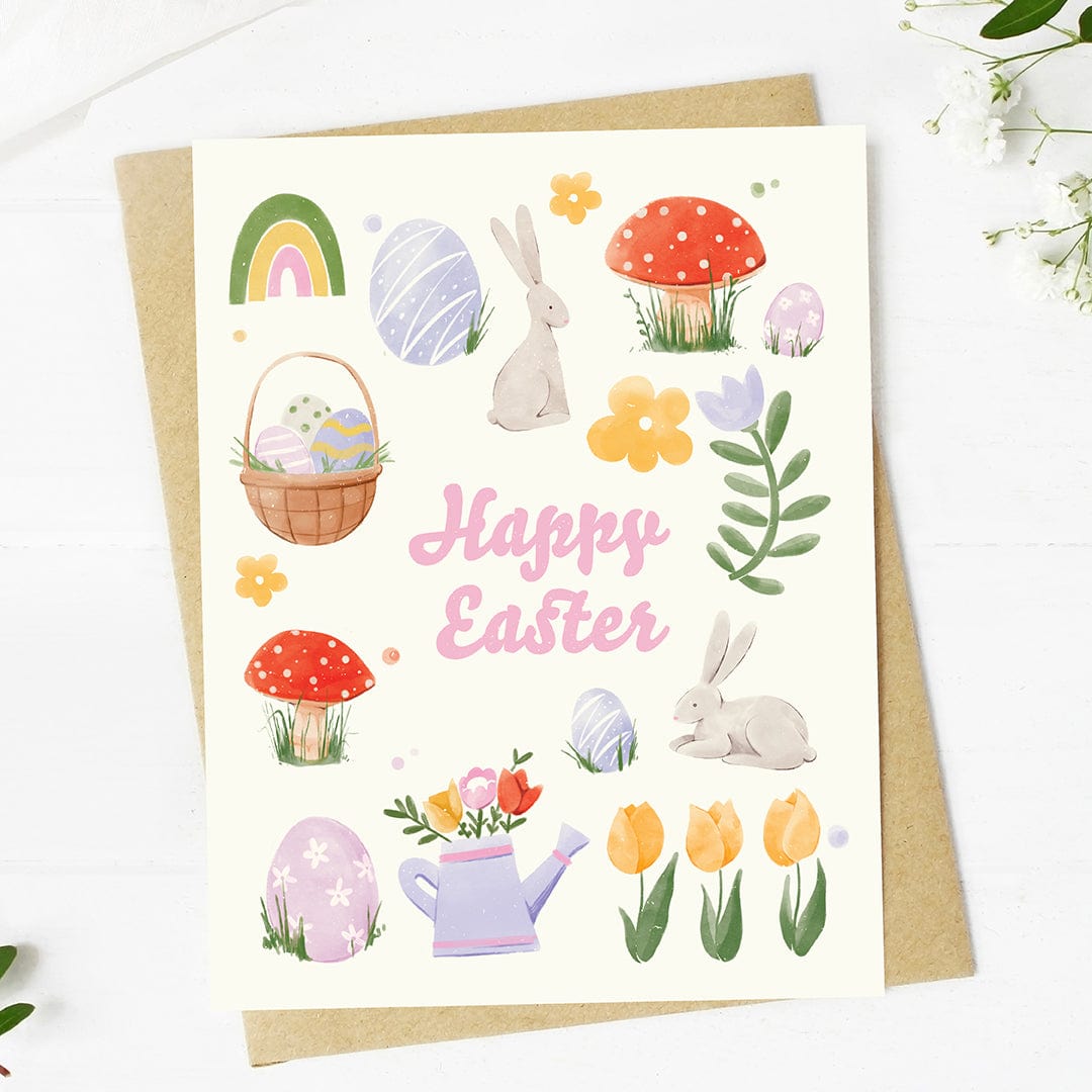  Happy Easter Bunny and Icons Pattern Card、mySite、ghnorth