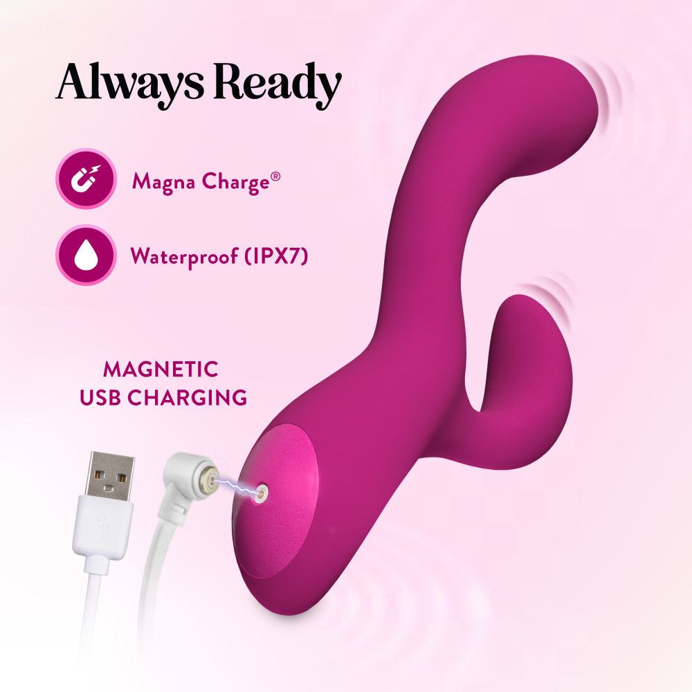 Blush Collection | Quinn 9 Inch Clitoral G-Spot Dual Stimulation Silicone Rabbit Vibrator With Auto Warming – Burgundy、mySite、bottomscart