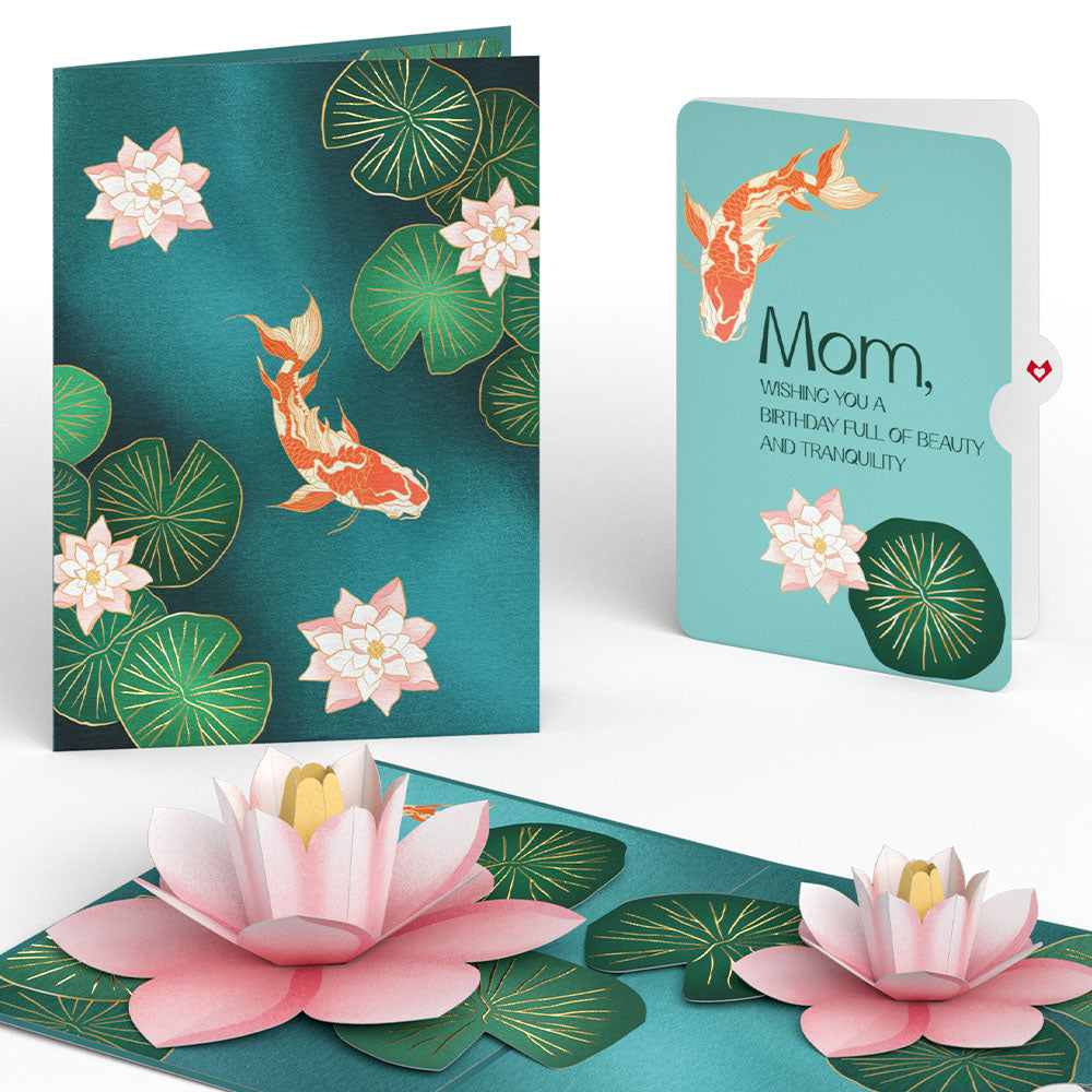Koi Fish and Lotus Birthday Pop-Up Card and Sentiment Set for Mom、mySite、solidvoid