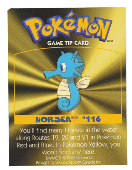 Squirtle #07 & Horsea #116 SEALED - 1999 Canadian Pokemon Tip Card (Kellog)、mySite、waistdrama