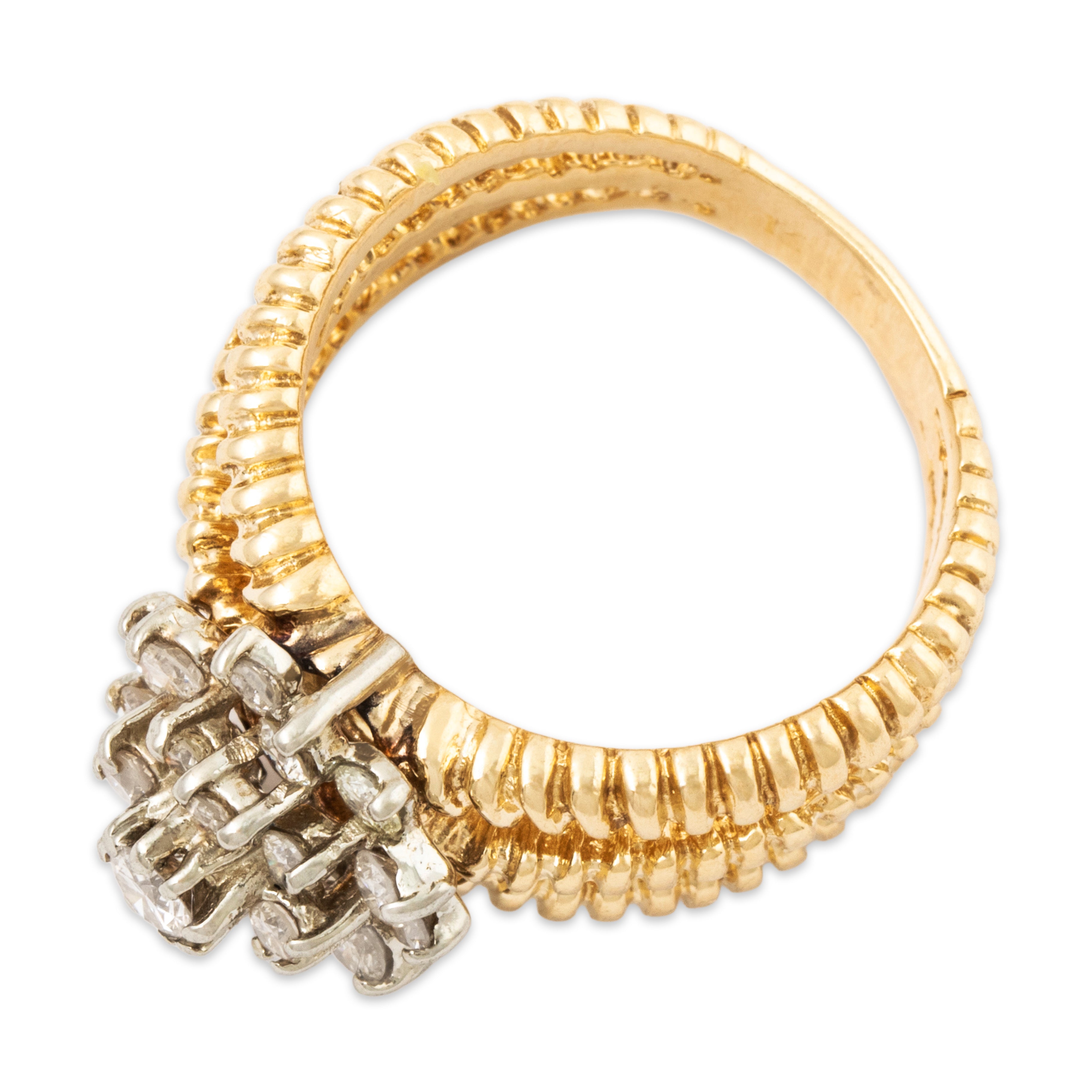 Vintage Heavy 14k Yellow Gold .785cttw Diamond Triple Band Ring 6.50、mySite、hinf8tx79