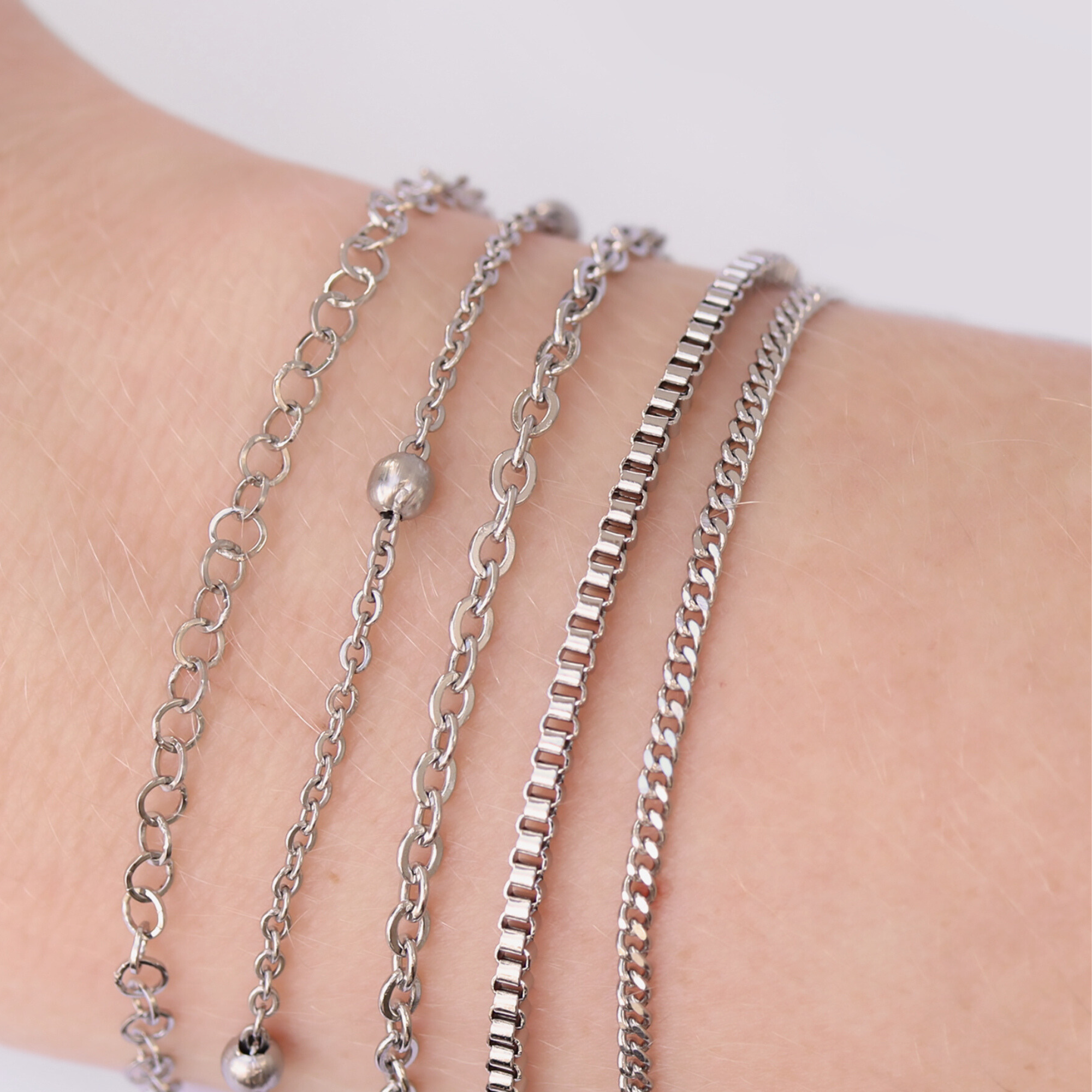 Permanent Jewelry Stainless Steel Chain Starter Kit - 5 Chain Style Pack、mySite、dreamappss