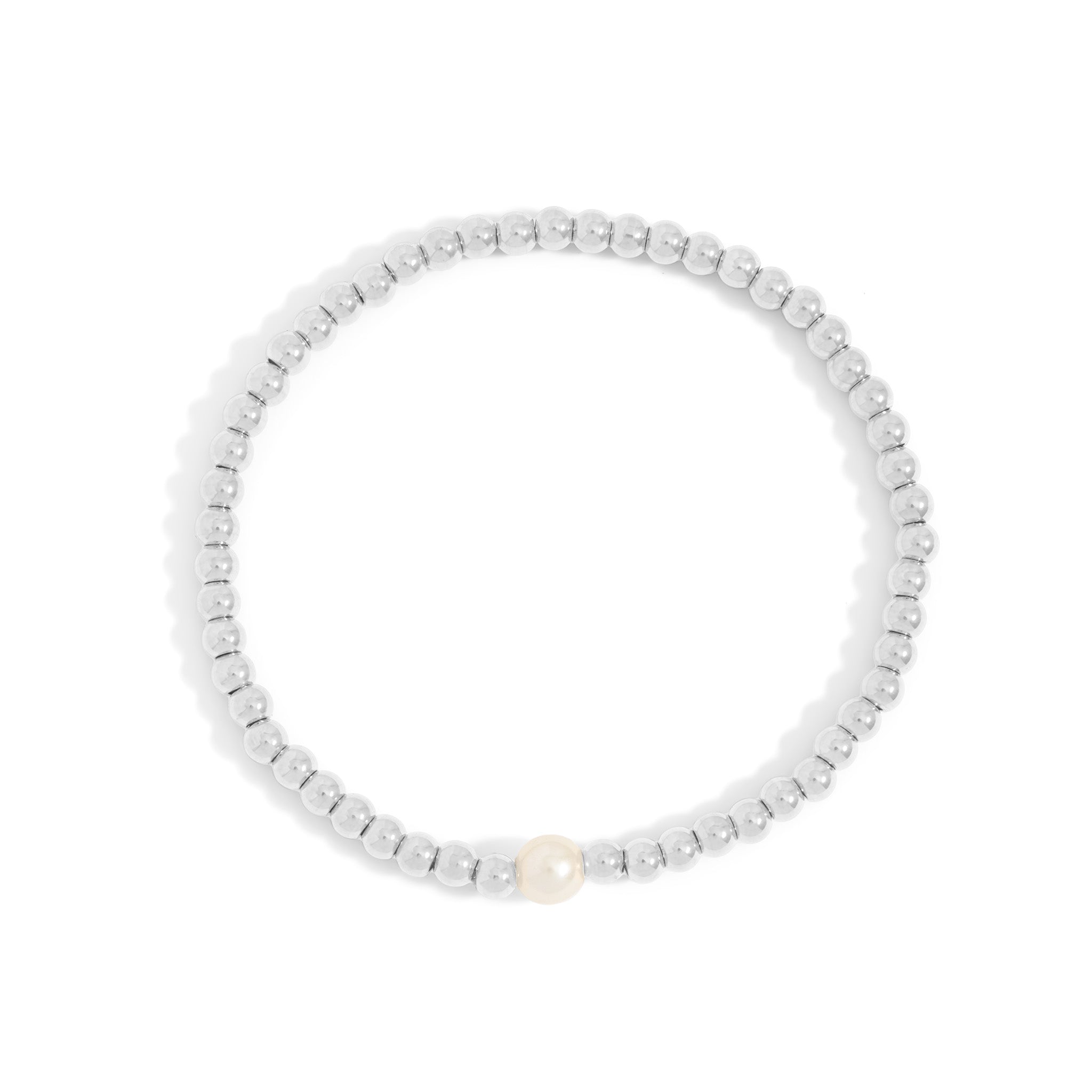 18K Gold PVD Stainless Steel Stretch Bracelet with Pearl / BRJ1071、mySite、dreamappss